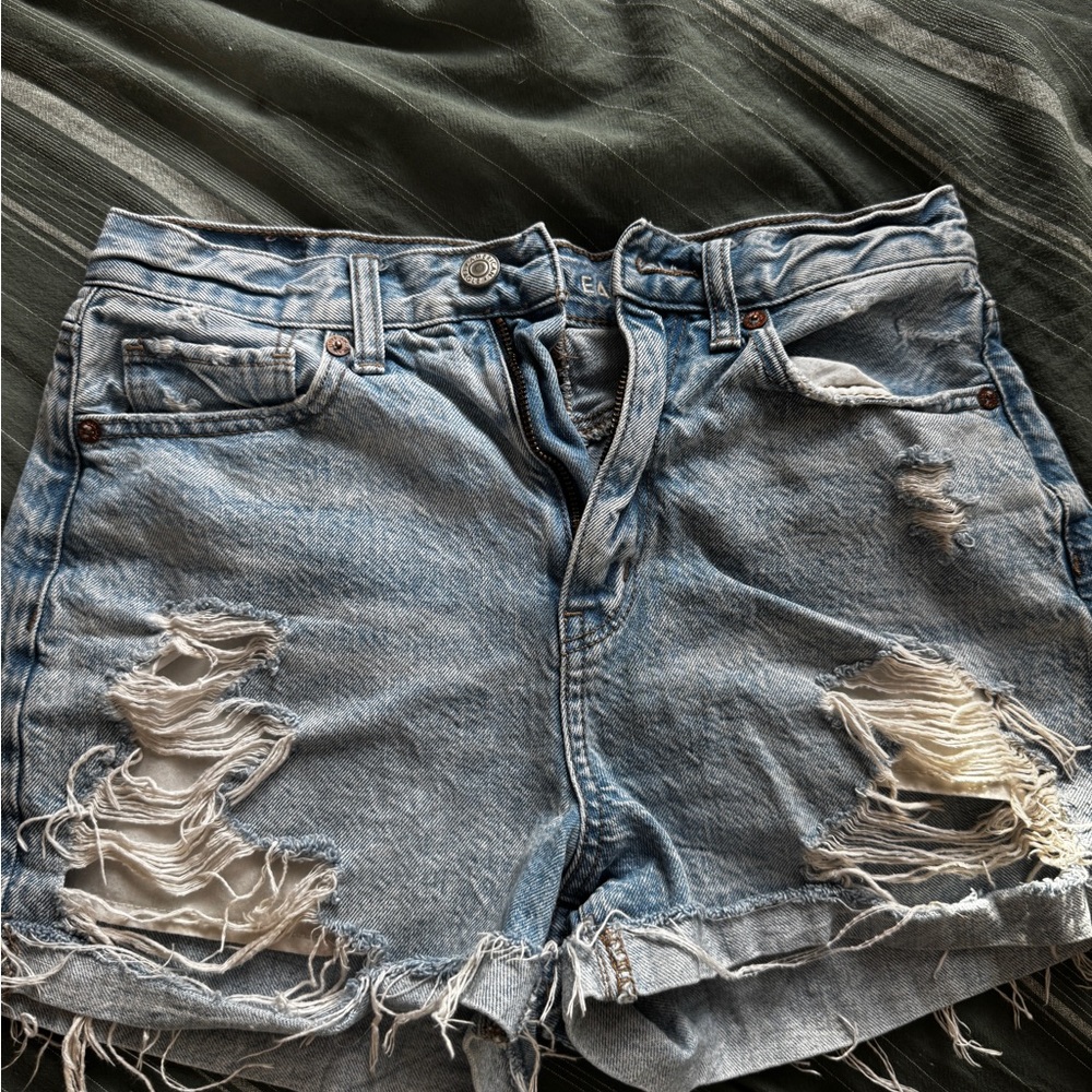 American Eagle Outfitters Light Blue Distressed Jean Shorts